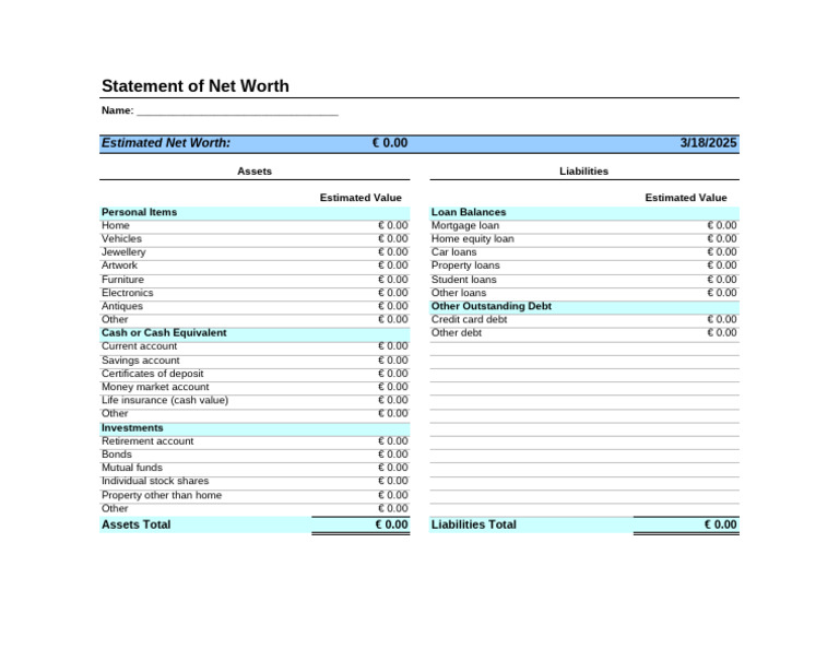 2.03 statement of net worth quizlet