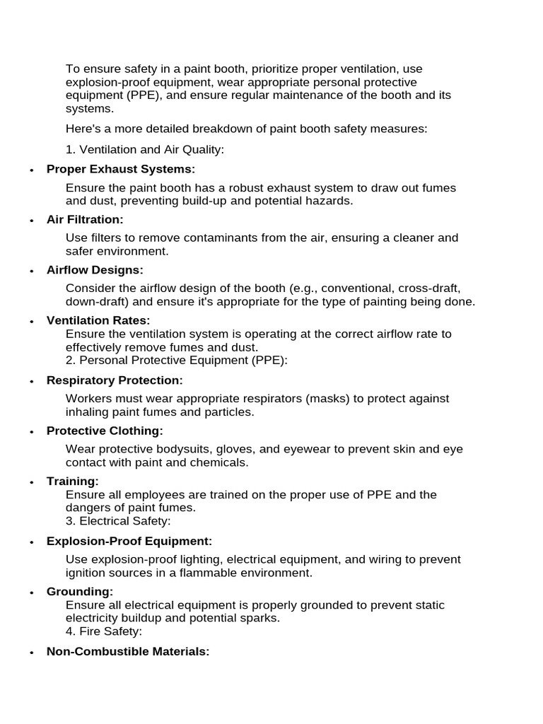 Paint Booth Safety and PPE Guidelines | PDF | Personal Protective ...