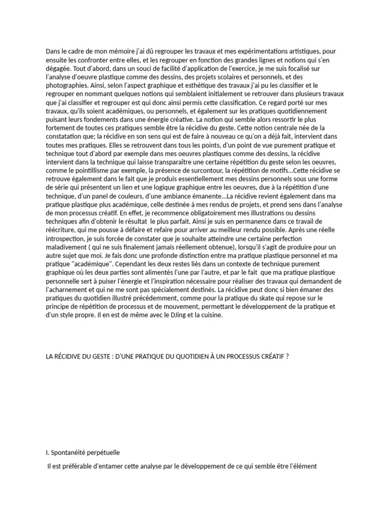 Récidive du geste en création artistique | PDF | Créativité