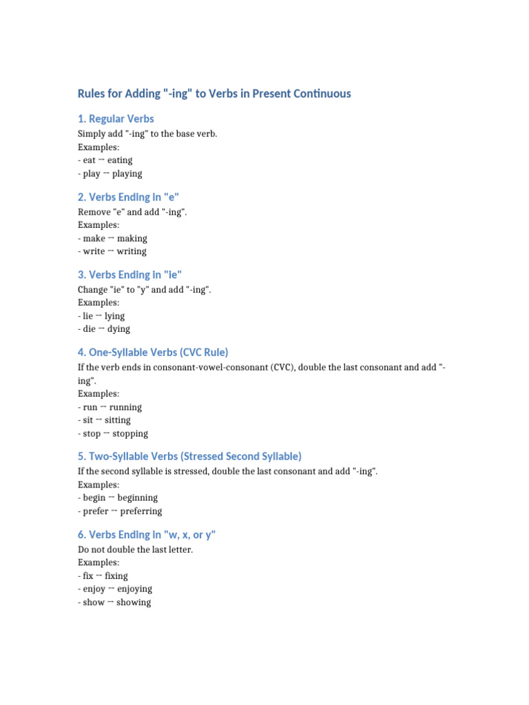 Adding Ing Rules | PDF