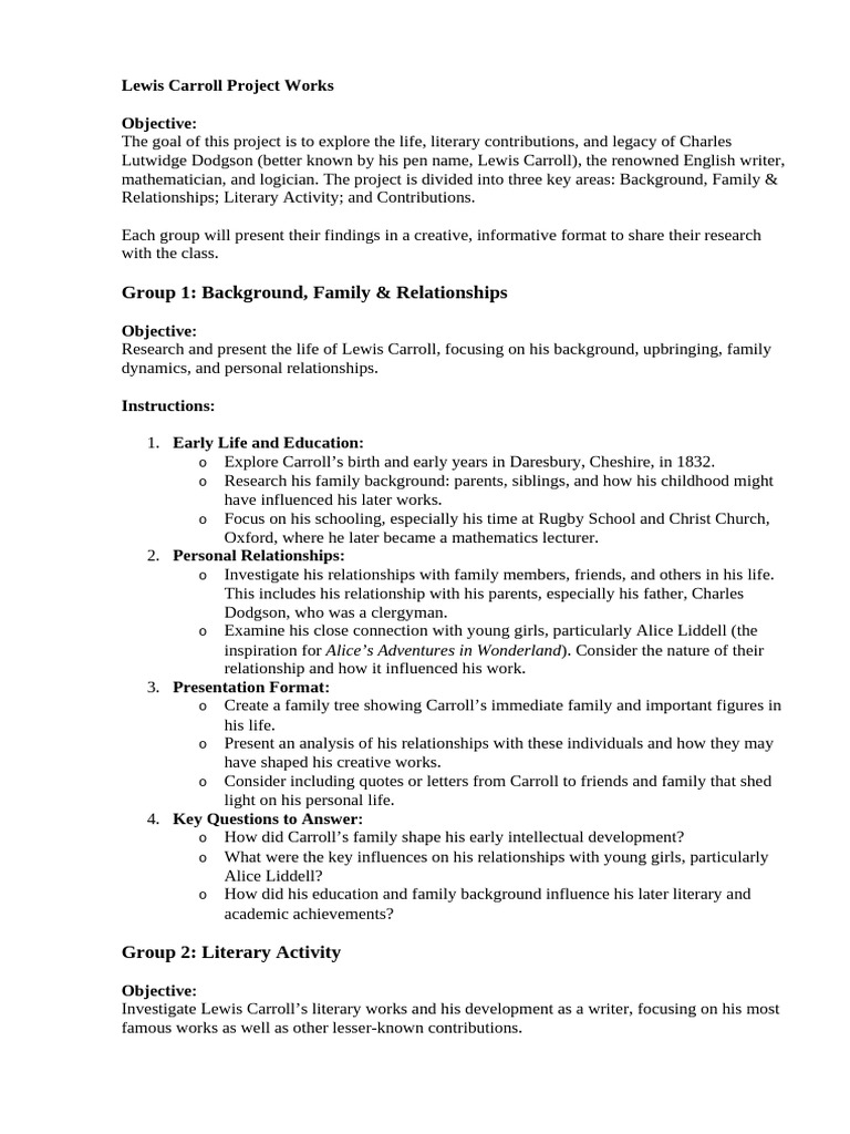 Group 1: Background, Family & Relationships: Lewis Carroll Project ...