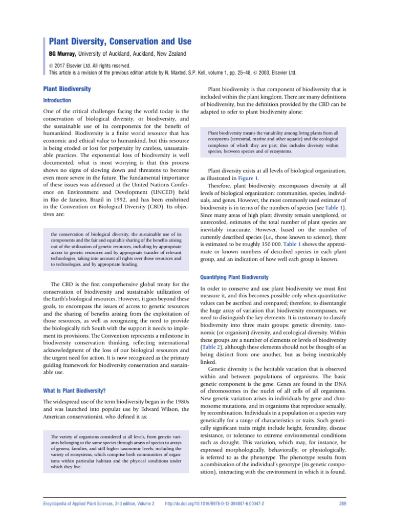 Plant Biodiversity and Conservation Strategies | PDF | Biodiversity ...