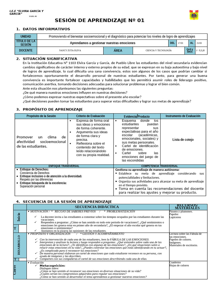 Gestión de emociones en el aula 2025 | PDF | Aprendizaje | Las emociones