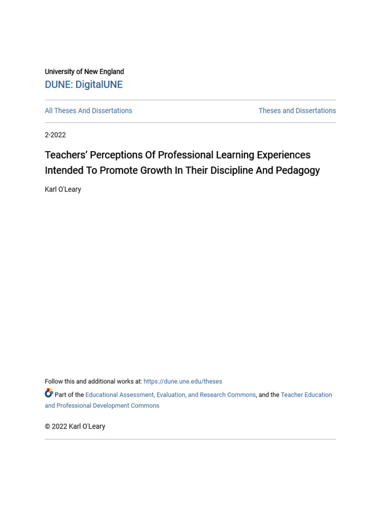 Teachers - Perceptions of Professional Learning Experiences Intend ...