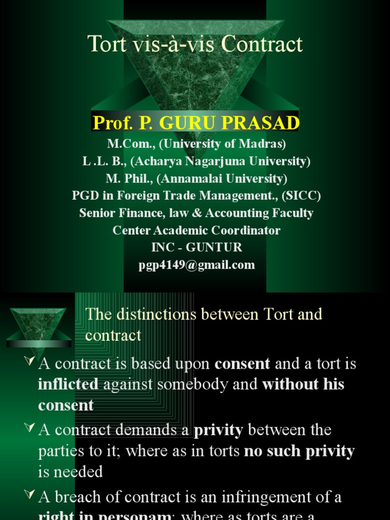 Difference Tort And Contract Pdf Tort Crime Violence