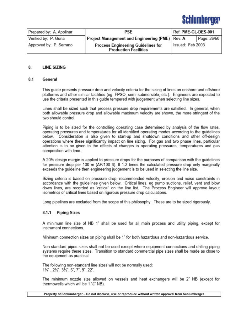 Line Sizing Criteria for Process Piping | PDF | Pump | Pressure