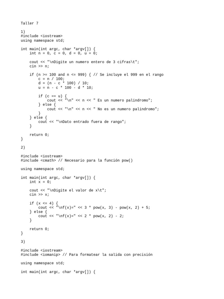 Taller 7 | PDF | Ingeniería de software | Programación de computadoras