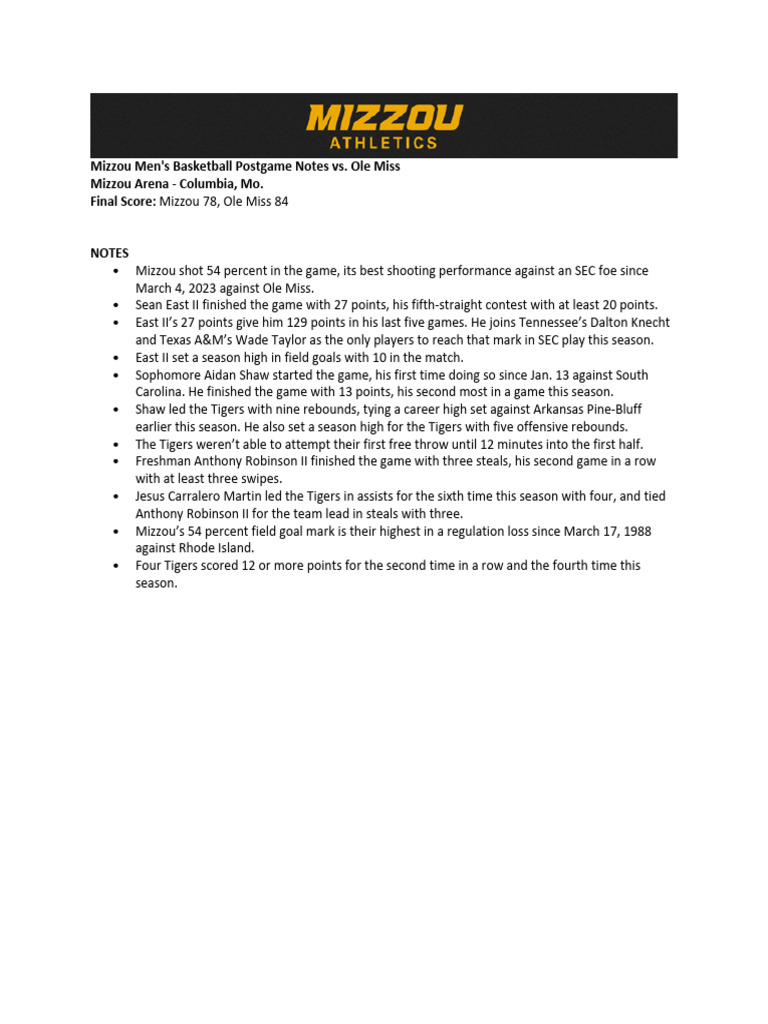 0302 Postgame Notes | PDF