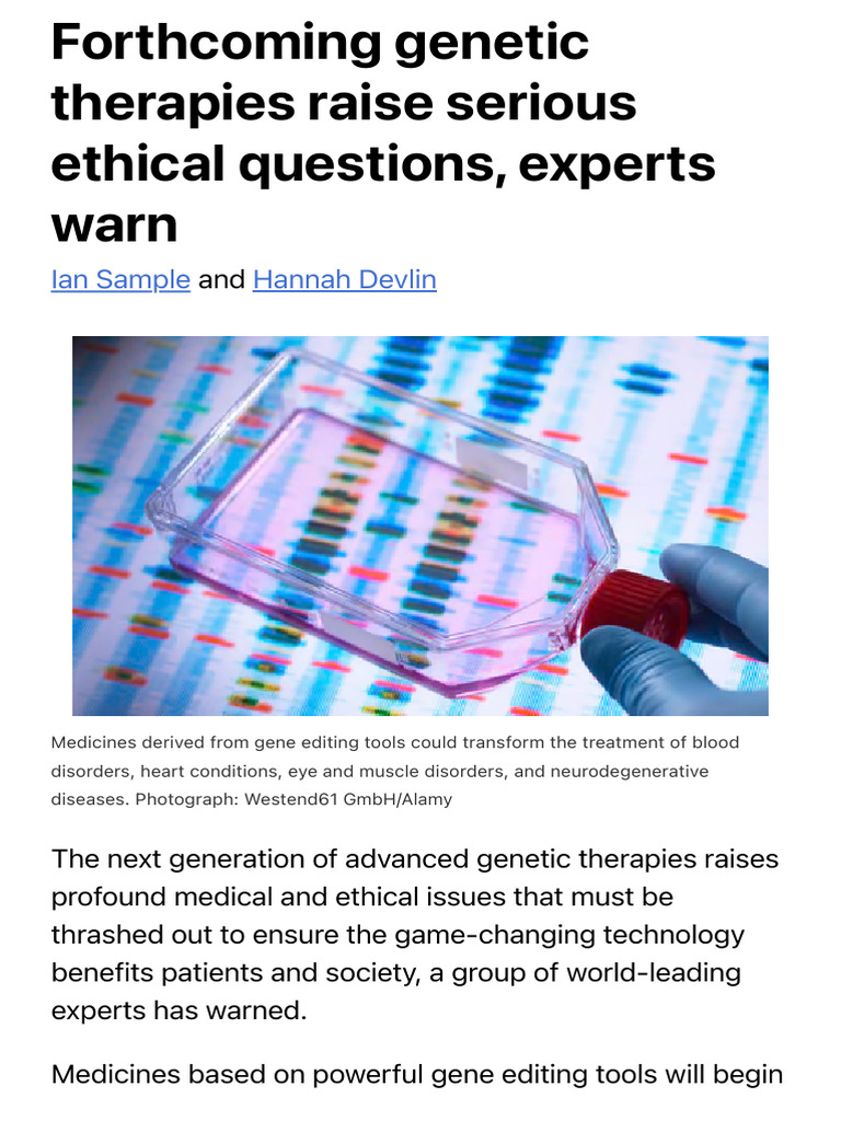 Forthcoming Genetic Therapies Raise Serious Ethical Questions, Experts ...