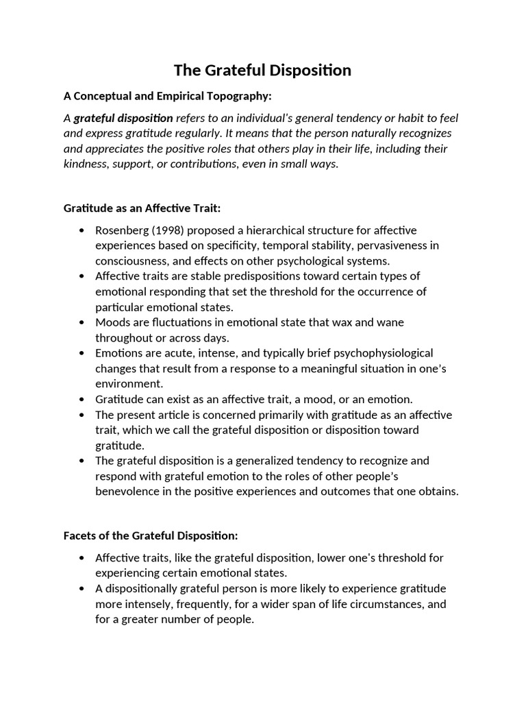 Understanding the Grateful Disposition | PDF | Gratitude | Extraversion ...