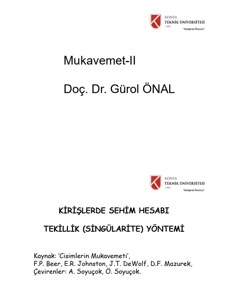 Not-3 Singülarite Yöntemi Ile Sehim Hesabı | PDF