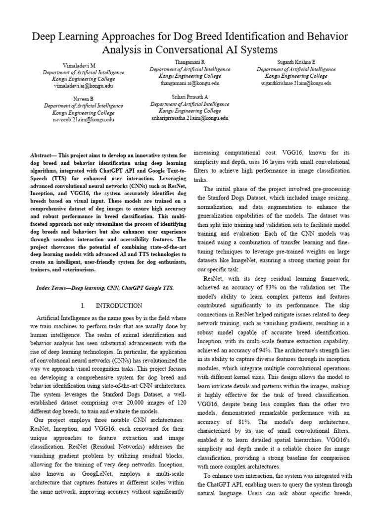 Deep Learning for Dog Breed Recognition | PDF | Deep Learning | Speech ...