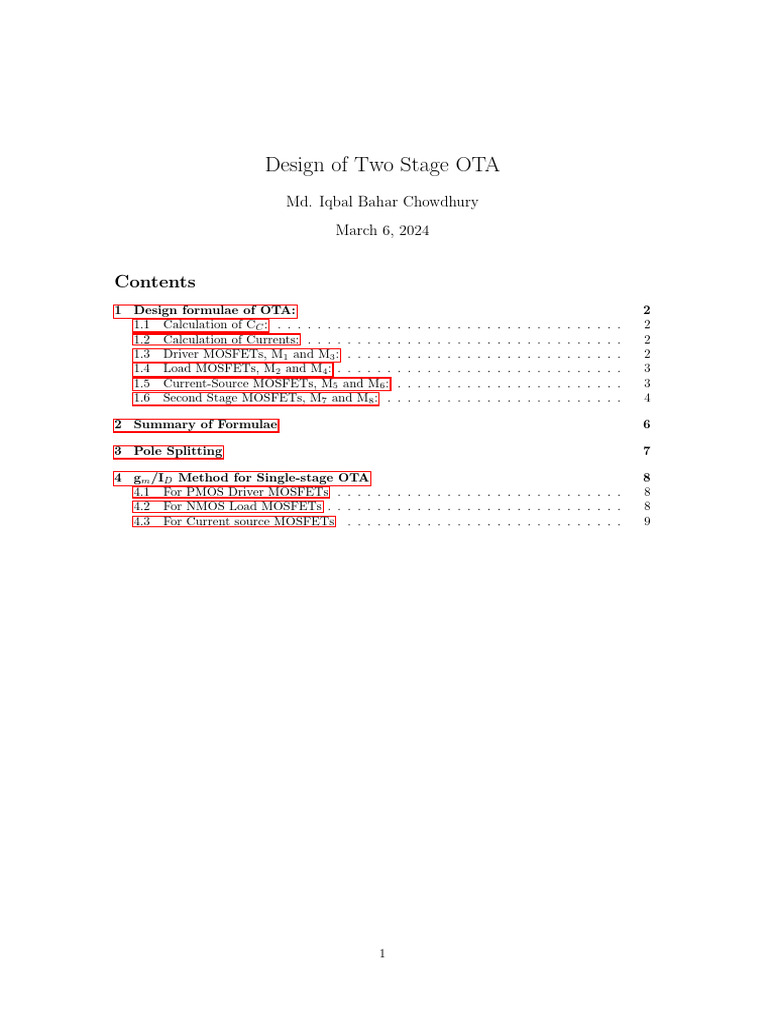 Two-Stage OTA Design and Calculations | PDF | Computer Engineering ...