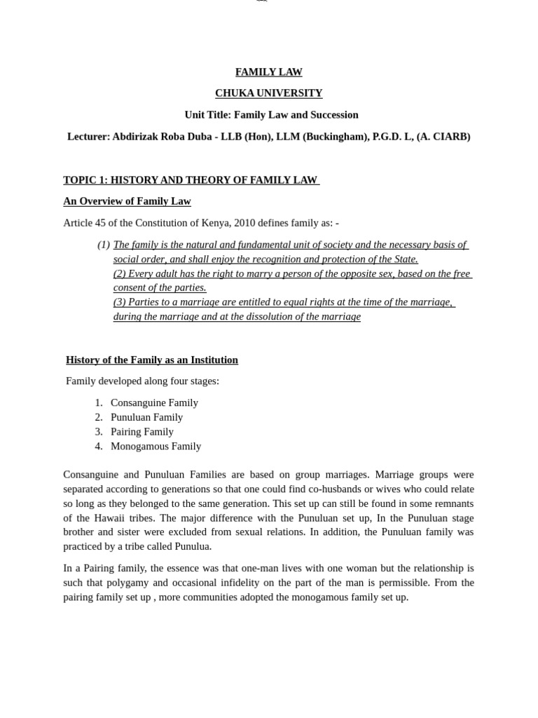 Family Law Notes - MR Roba | PDF | Marriage | Divorce