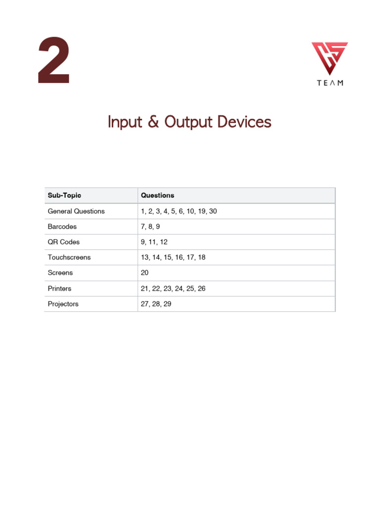 Ch2 - Input & Output Devices Classified | PDF | Touchscreen | Qr Code