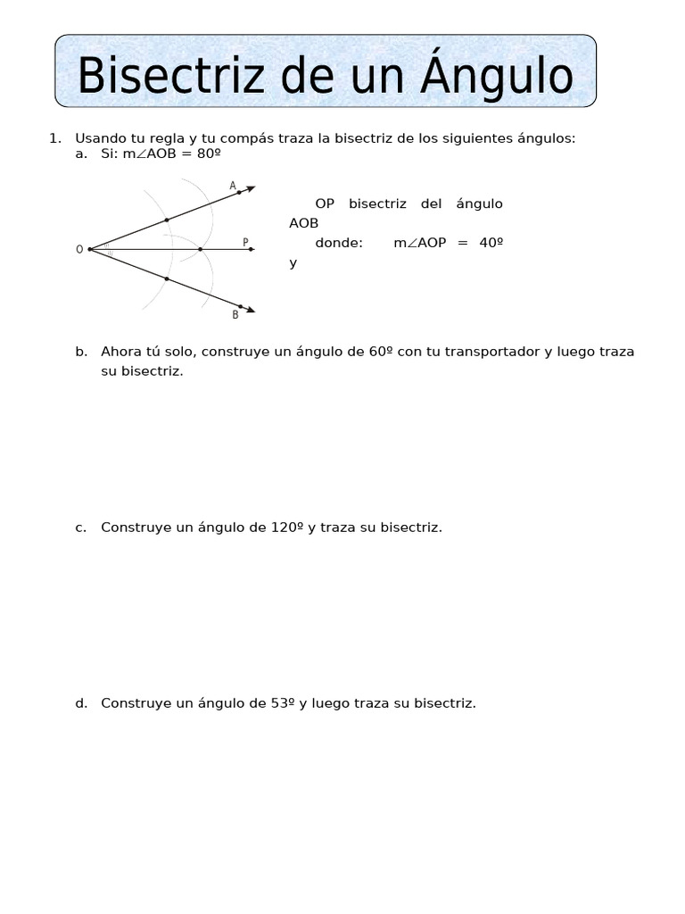 9 Bisectriz de Un Ángulo para Quinto de Primaria | PDF