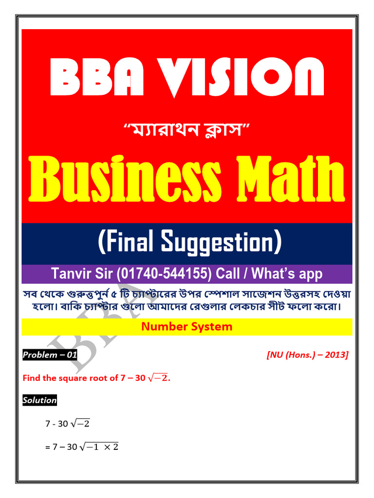 Business Math Marathon Solutions | PDF | Matrix (Mathematics ...