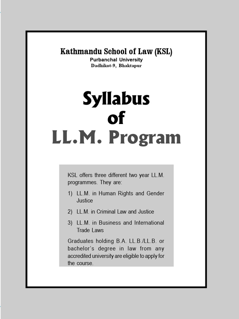 KSL LL.M. Program Syllabus Overview | PDF | Gender Studies | Feminism