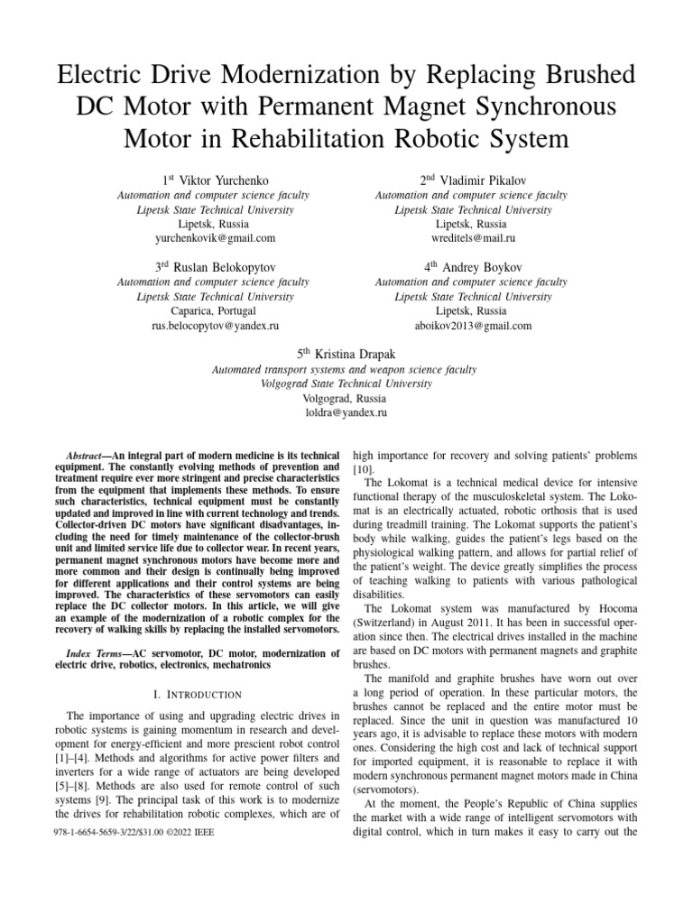 Robotic System Motor Modernization | PDF | Electric Motor | Robotics