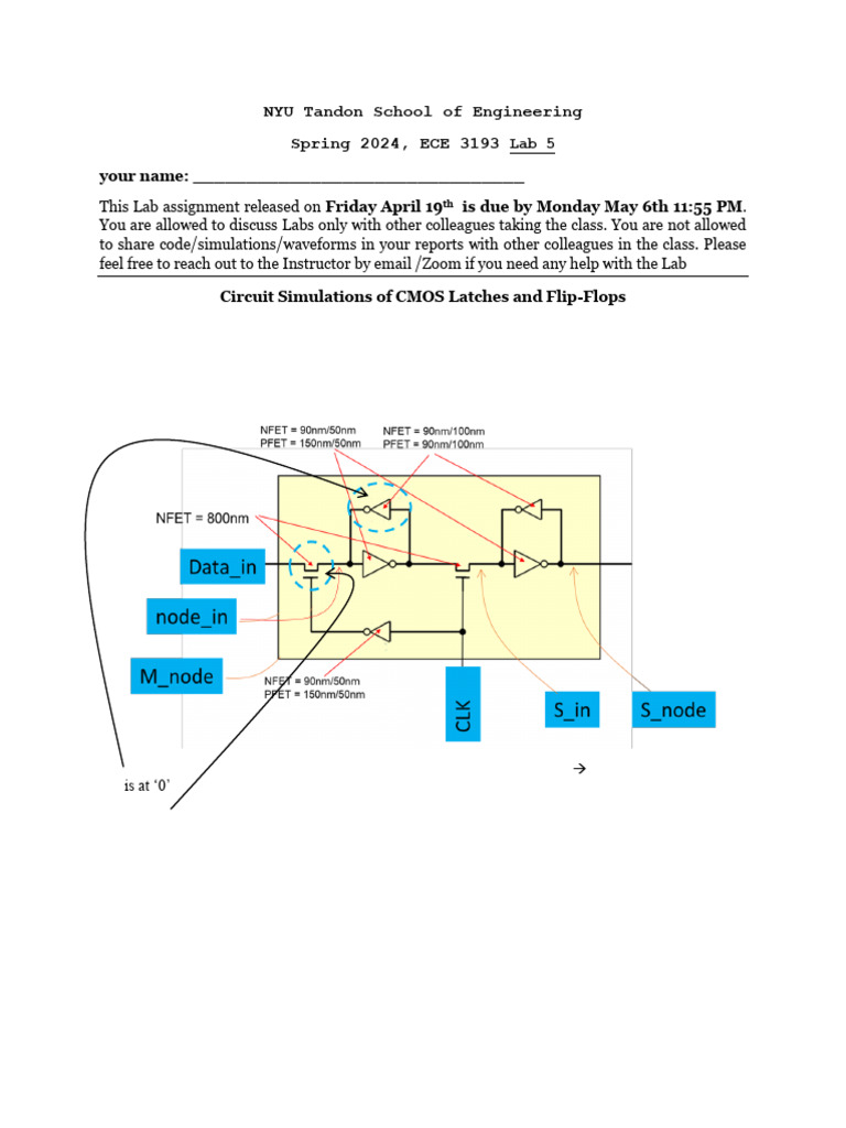 ECE 3193 Lab 5: CMOS Latch Simulations | PDF