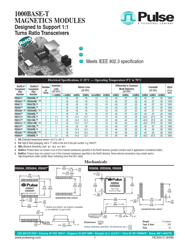 HC5008 Magnetics Module Overview | PDF | Solder