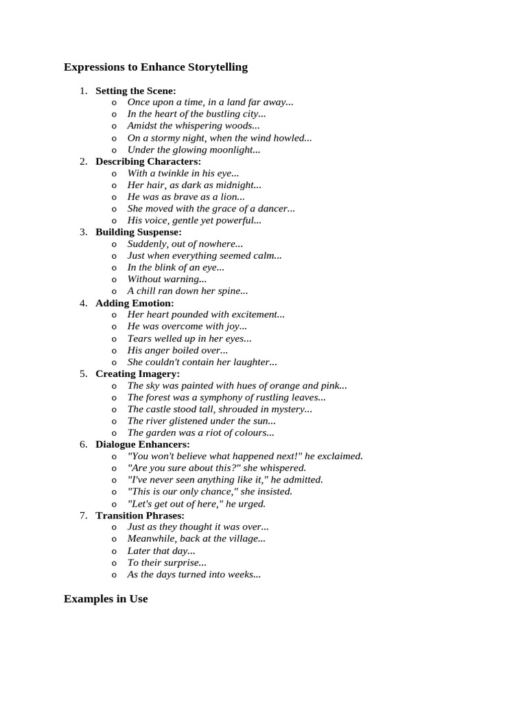Enhancing Expression in Storytelling | PDF