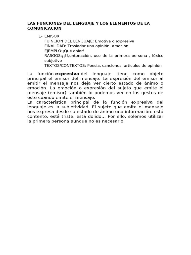 Las Funciones Del Lenguaje y Los Elementos de La Comunicacion | PDF