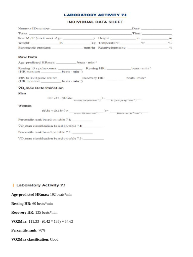 Lab 7 - VO2submax | PDF