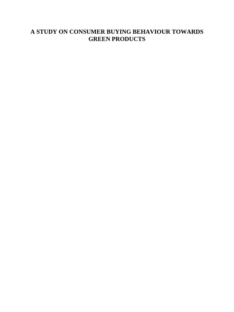 Consumer Behavior Towards Green Products | PDF | Marketing | Sustainability
