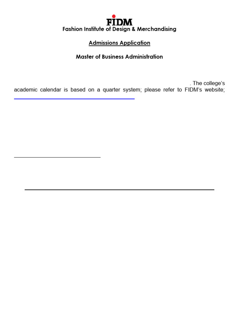 FIDM MBA Admissions Application Guide | PDF | Master Of Business ...