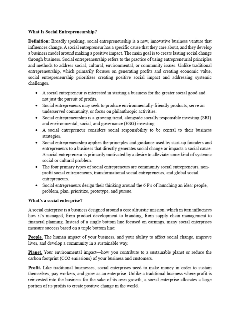 Social Entrprenureship | PDF | Social Entrepreneurship | Entrepreneurship