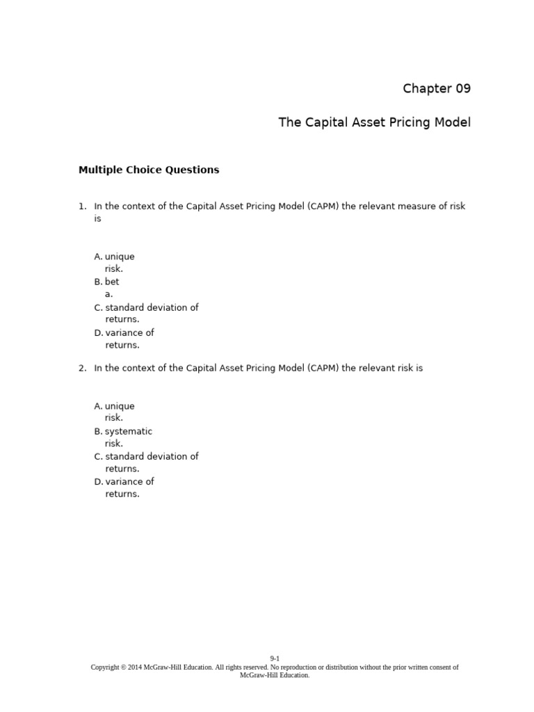 TBChap 009 | PDF | Capital Asset Pricing Model | Beta (Finance)