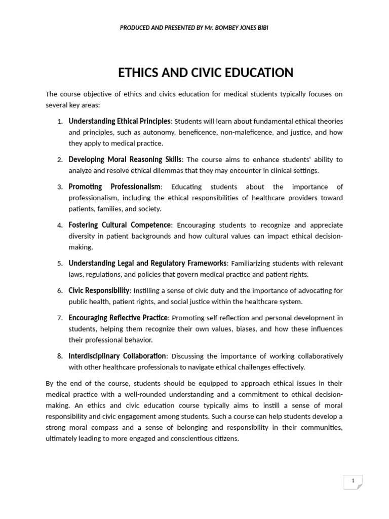 Ethics and Civic Education | PDF | State (Polity) | Morality