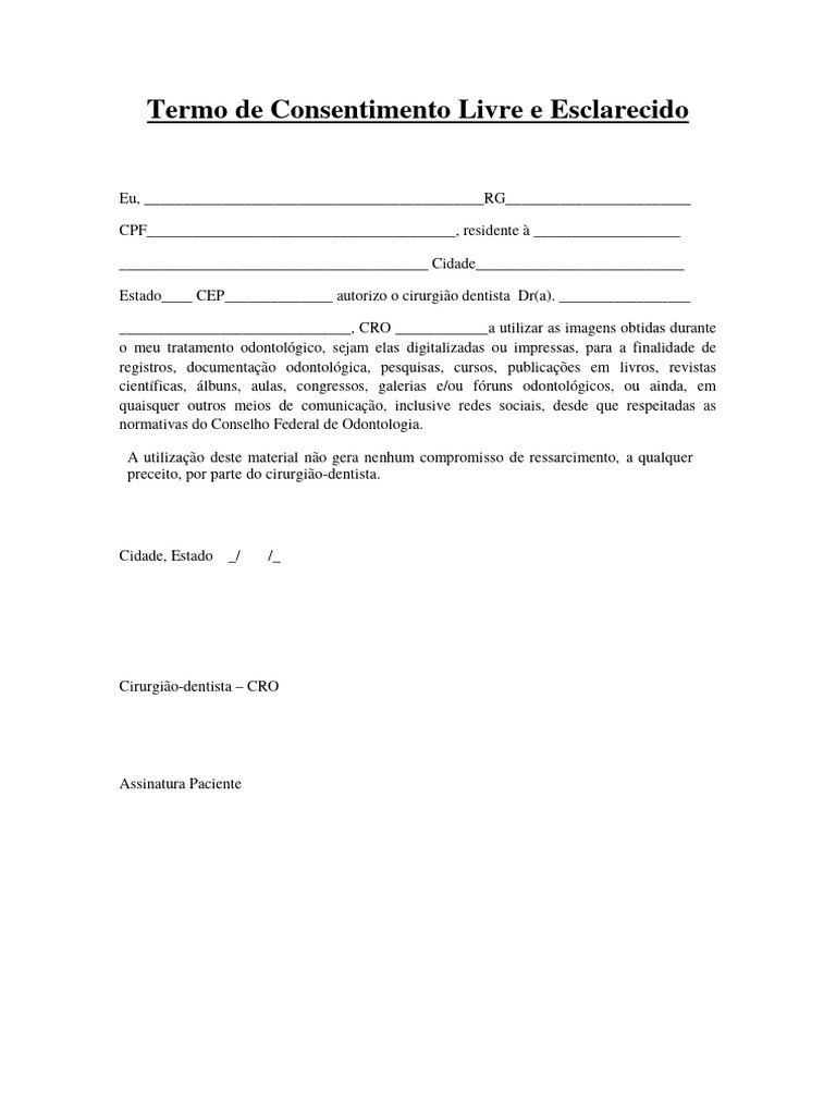 Termo de Consentimento para Exodontia | PDF