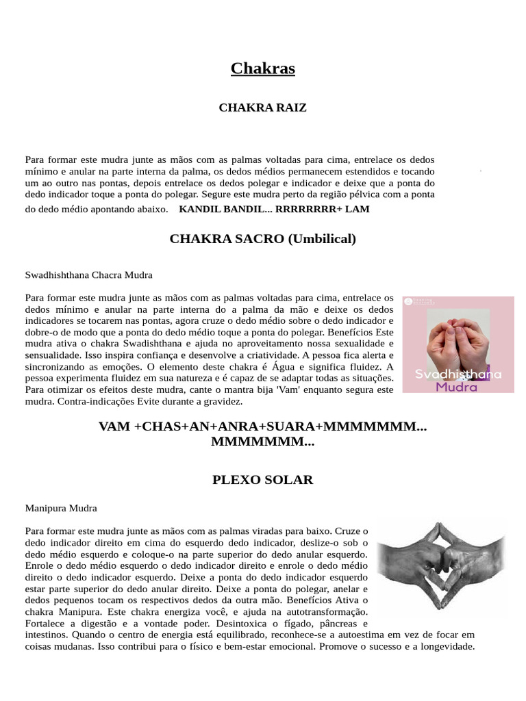 Mudras para Ativar os Chakras e Saúde | PDF | Chacra | Corpo humano