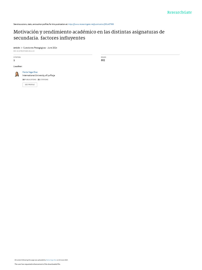 Motivación y Rendimiento Académico en Las Distintas Asignaturas de ...