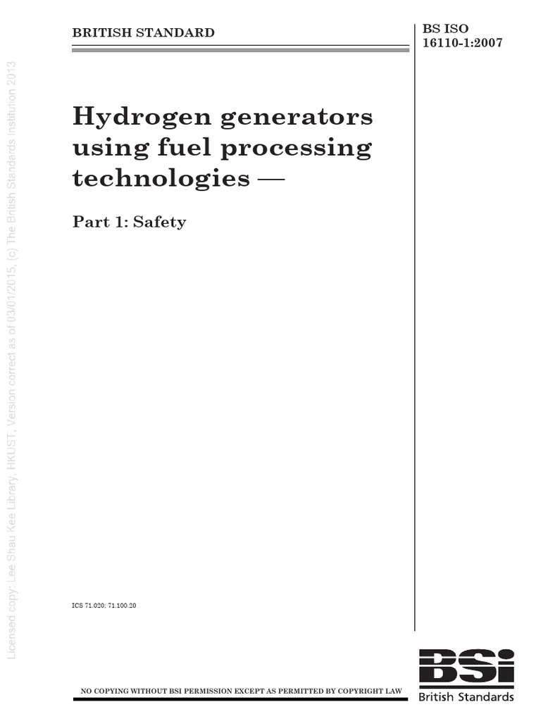Safety Standards for Hydrogen Generators | PDF | Alternative Fuel ...