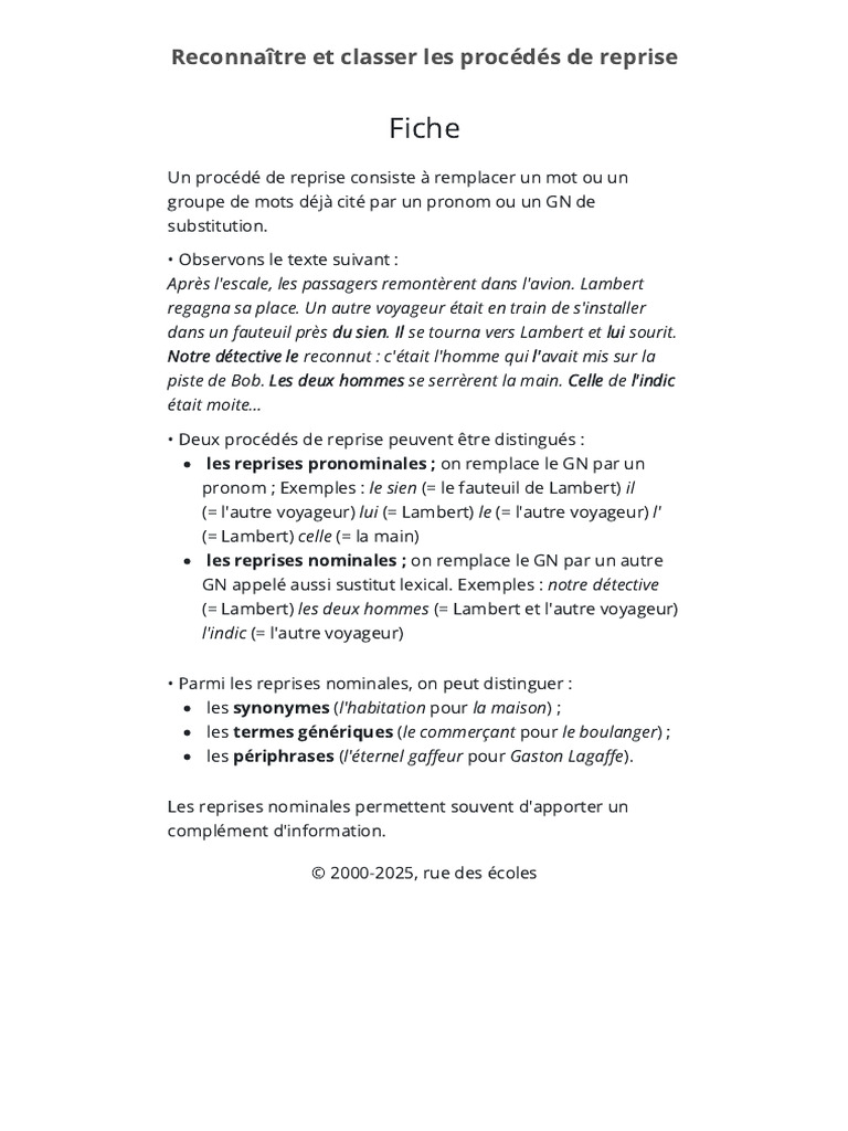 Procédés de reprise en français | PDF