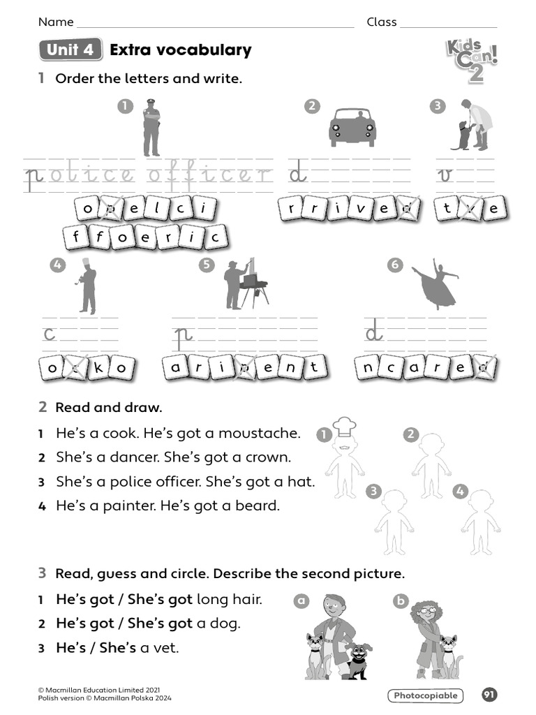 91 Kids Can 2 TRF Extra Vocabulary U4 | PDF