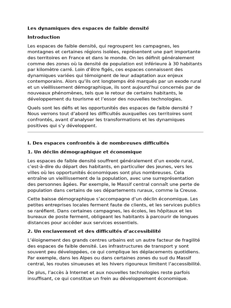 Dynamiques des espaces de faible densité | PDF | Tourisme | Économie