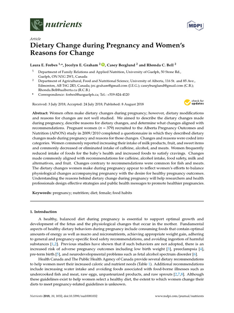 Dietary Changes in Pregnancy Explained | PDF | Diet (Nutrition) | Diet ...