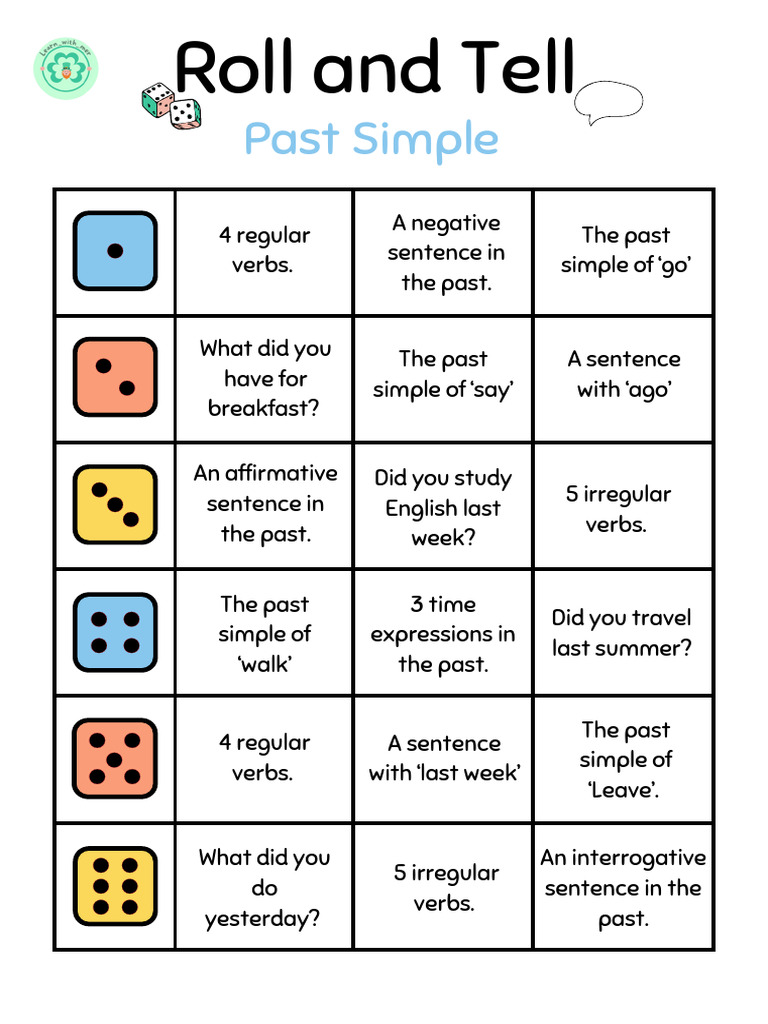 Past Simple: Roll and Tell Game | PDF