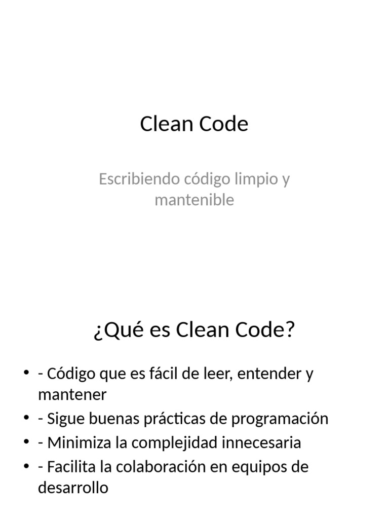 Clean Code Presentation | PDF