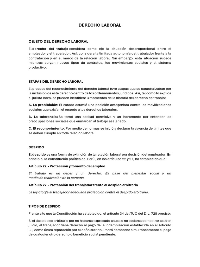 Etapas y Tipos de Despido Laboral | PDF | Derecho laboral | Justicia