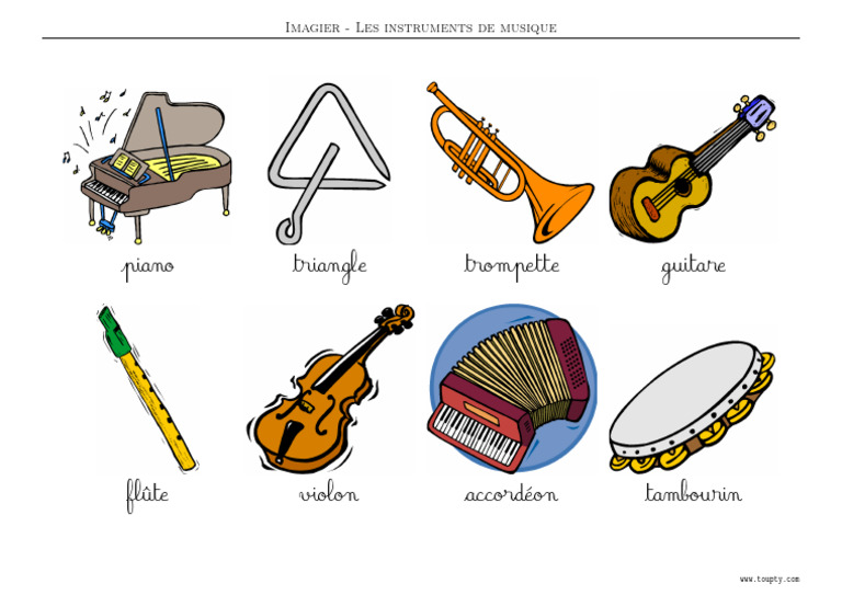 Imagier Instrument Couleur Cursive 1 | PDF