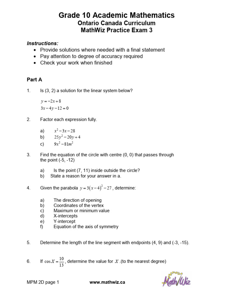 Grade 10 Math Practice Exam Solutions | PDF | Euclidean Geometry ...
