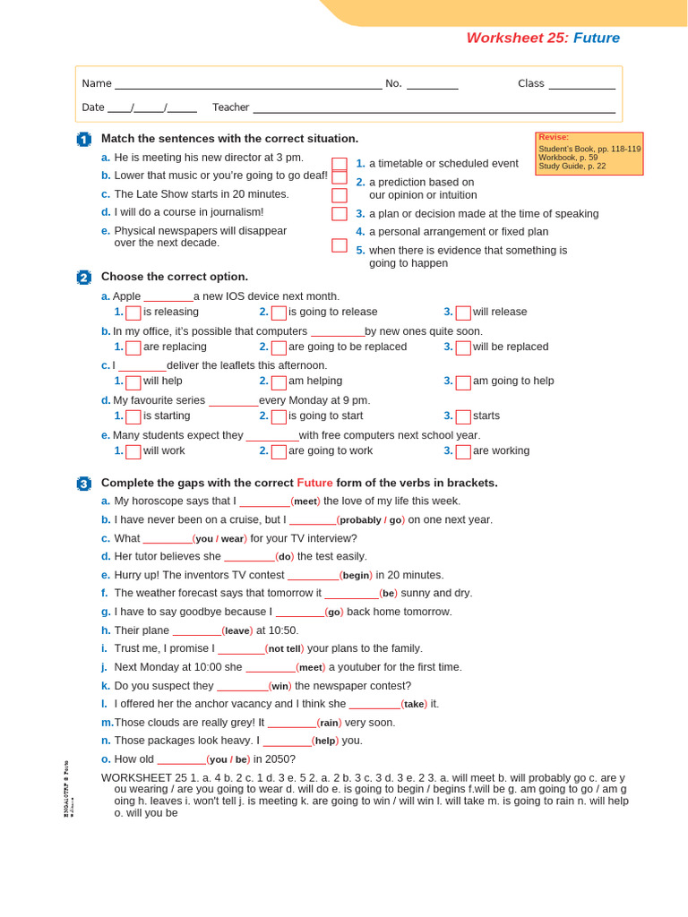 Future Tense Worksheet Activities | PDF