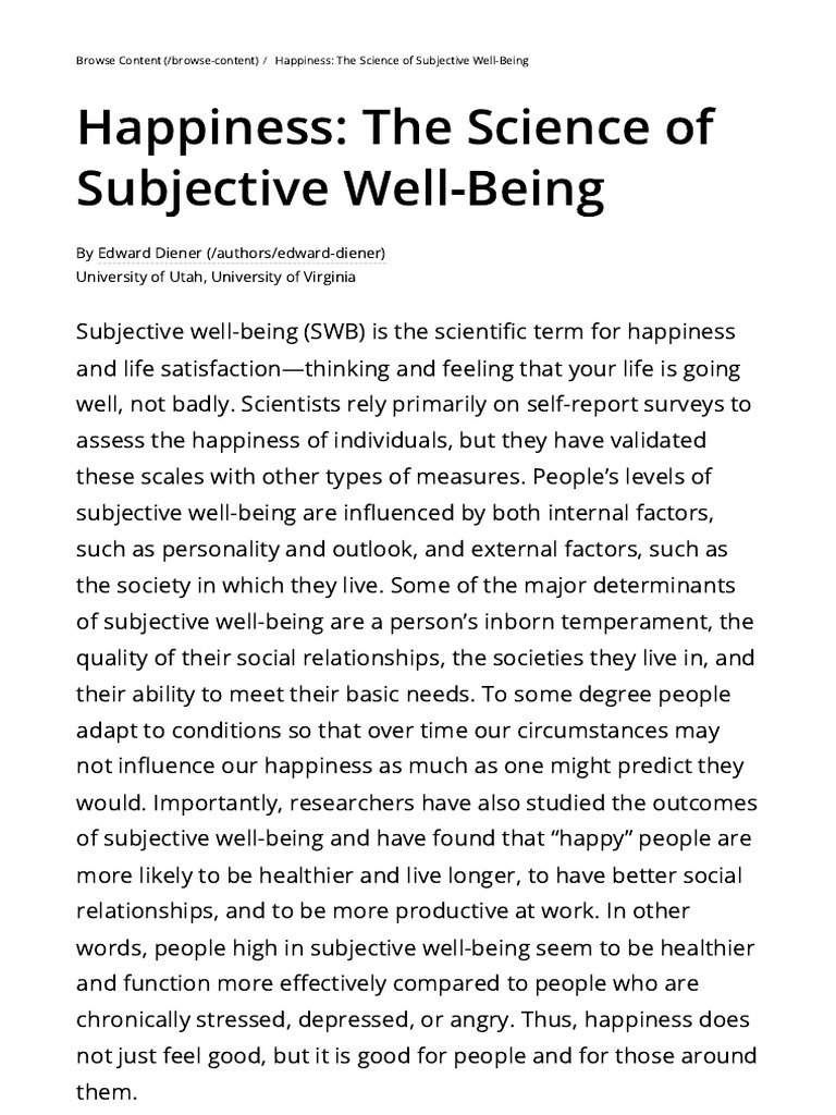 Understanding Subjective Well-Being | PDF | Happiness | Well Being