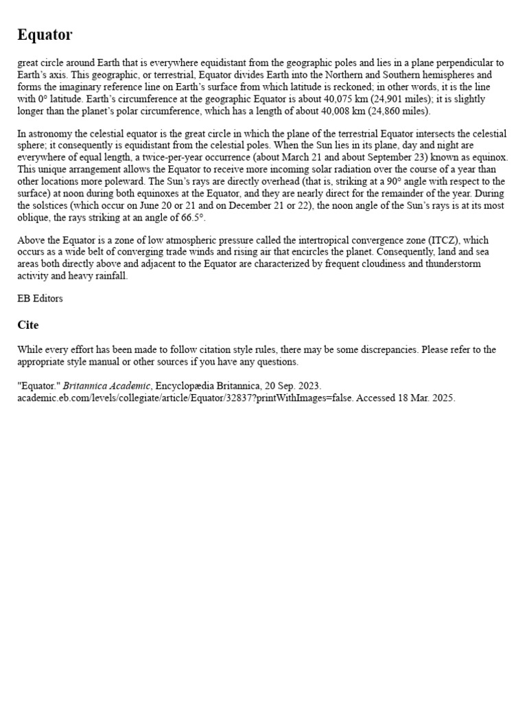 Equator | PDF