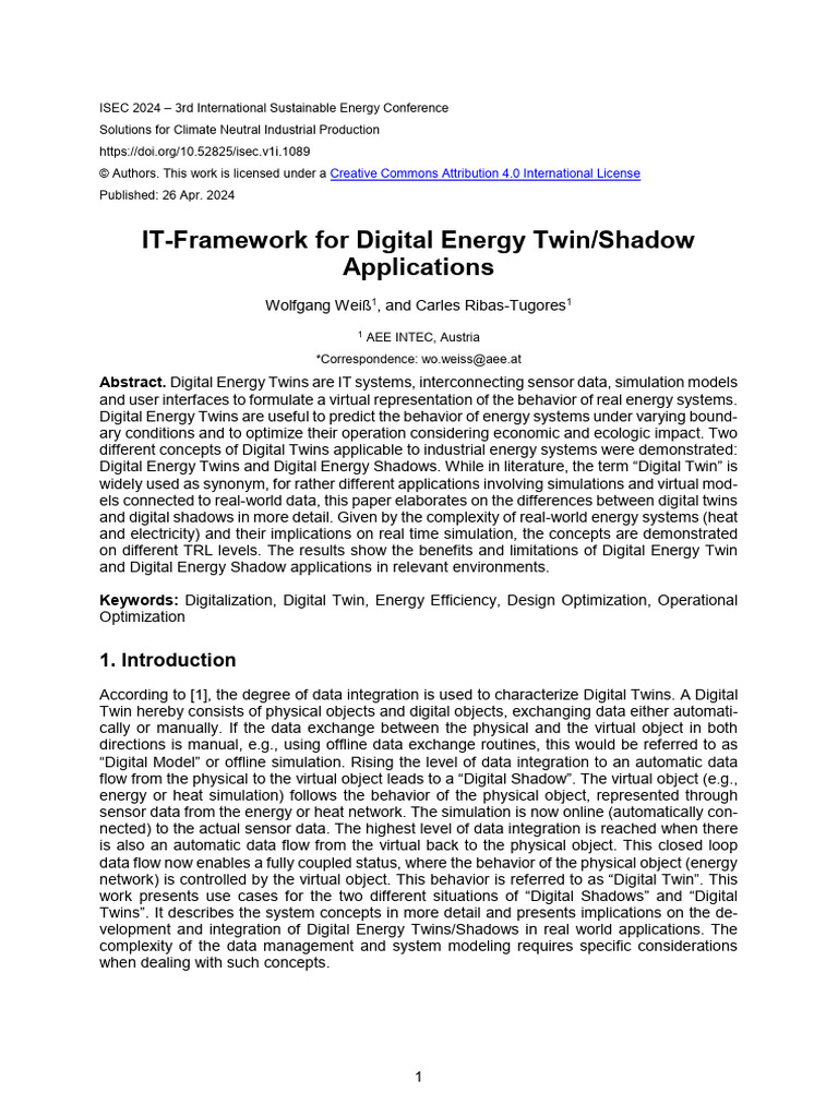 Digital Twins for Energy Optimization | PDF | Forecasting | Simulation